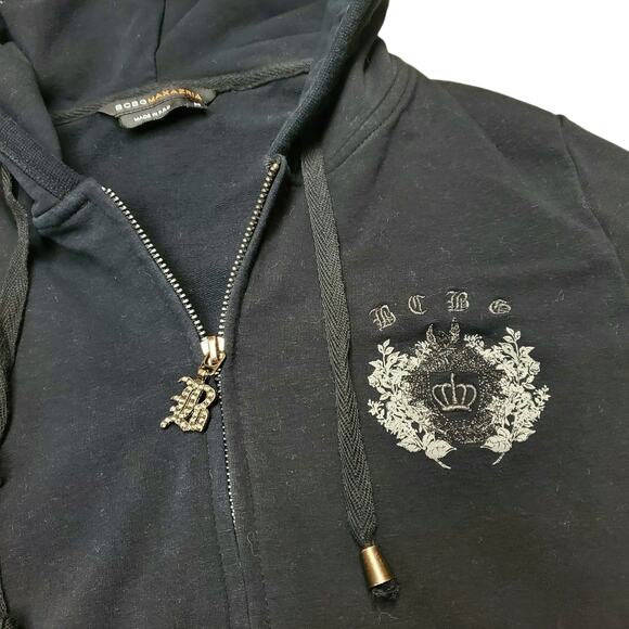 BCBGMaxazria Two Piece Black Embroidered Track Set - Size Medium - Picture 2 of 10